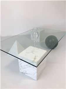 Designer Marble Coffee Table, Morden Glass Table With Ball