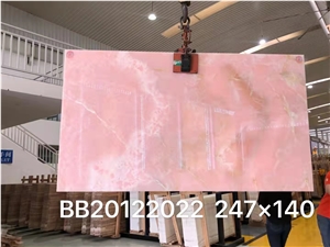 Backlit Wall Panels Translucent Pink Onyx Slab