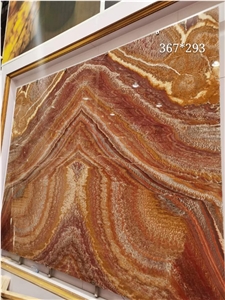 Book Match Translucent Onice Red Vulcano Onyx For Wall