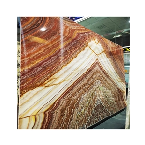 Book Match Translucent Onice Red Vulcano Onyx For Wall