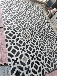 Carrara Bianco Marble Waterjet Cutting Floor Pattern