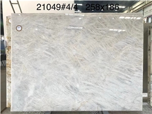 White Grey Color With Few Veins Natural Quartzite Slab Tile