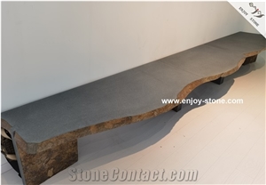 Grey Basalt Bench,Garden/Outdoor Bench & Table; Honed Finish
