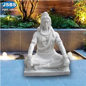 Natural Stone White Marble Indian Shiva Statue Sculpture