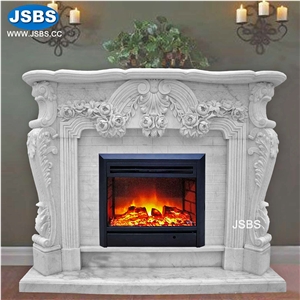 Stone Carved Marble Floral Fireplace Mantel Frame Surround