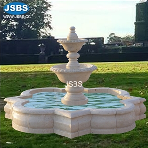 Stone Carved White Marble Tier Water Fountain Design