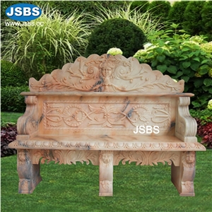 Stone Winged Lion Armrests Scrolls Garden Bench Seat