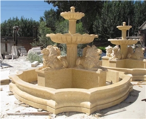 Egypt Cream Marble Water Fountain, Sculptured Fountains