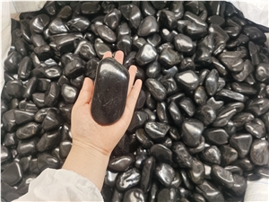 Highly Polished Black Pebble Stone For Garden Decoration