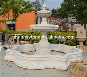 Popular Western Garden White Marble Water Fountain