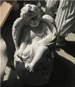 White Marble Stone Angle Carving Sculpture, Western Statues