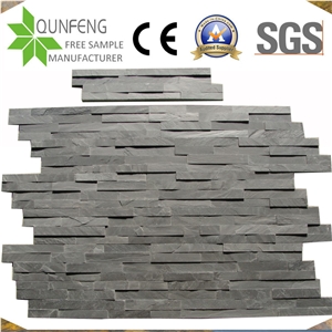 China 15*55CM Split Face Black Interlocking Stone Z Slate