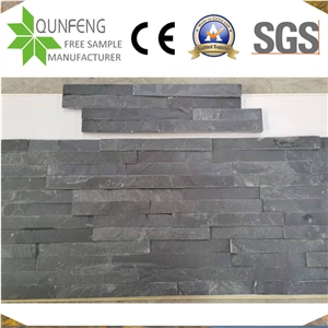 China Split Face Black Interlocking Stone Z Slate Panel