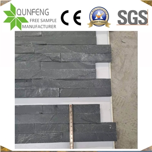 China Split Face Black Interlocking Stone Z Slate Panel