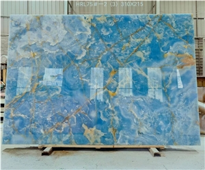 China Blue Onyx Polished Surface Slab Decoration