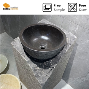 Natural Marble Modern Unique Pedestal Sink Wash Basin