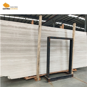 Natural Stone White Wooden Vein Polished Marble Slabs