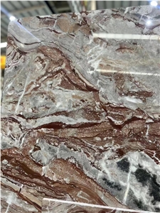 Italy Marmi Rosso Monica Red Marble Slab Bookmatched Wall