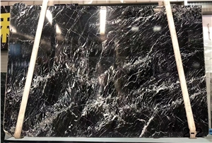 Italy Nero Italia Marble Black Stone Slab Project Wall Tile