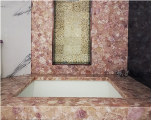 Artificial Crystal Home Design Pink Semiprecious Countertops