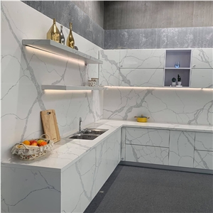 Beautiful Vein Calacatta Quartz For Bathroom Vanitytops