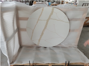 GOLDTOP Artificial Quartz Solid Surface White Gold Table Top