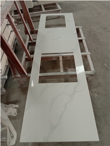 Quartz 5012 White Glossy Countertops Artificial Vanity Tops