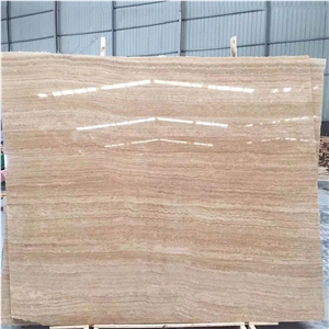 Customize Iran Wood Grain Beige Travertine Slabs For Outdoor