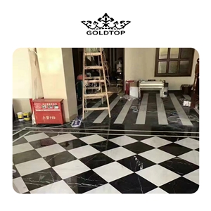 Goldtop High Quality Black Marquina Marble Floor Tile Luxury