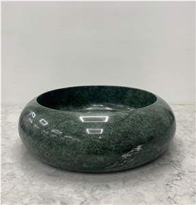 Green Marble Round Vessel Wash Basin