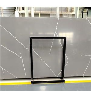 Calacatta Grey Quartz Slabs With Withe Veins For Wall Tiles