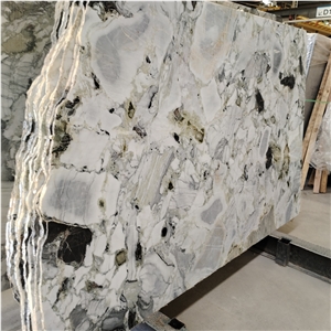 Factory Outlet Polished Invisible Grey Marble Slab For House