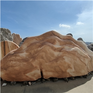 Red Boulder For Outdoor Rockery Fountain