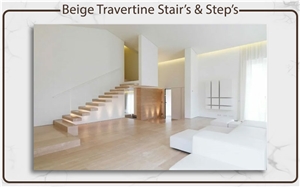 Beige Travertine Stair,Beige Travertine Step, Stairs & Steps