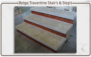 Beige Travertine Stair,Beige Travertine Step, Stairs & Steps