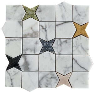 Designed Pattern Waterjet Natural Marble Customized Mosaic
