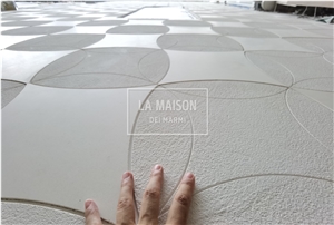 Waterjet&CNC Carving White Limestone Stone For Wall Tiles