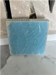 Blue Jade Onyx Slab Laminated Translucent  Plastic Honeycomb