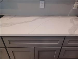 Calacatta Quartz Artificial Marble Kitchen Countertop