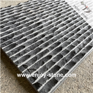 Half Planed ZP Black Basalt Slabs For Wall And Floor