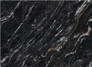 Black Luan Gold Artificial Sintered Stone Slab For Wall
