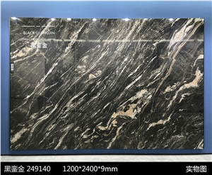 Black Luan Gold Artificial Sintered Stone Slab For Wall