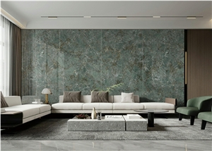 Green Large Format Sintered Stone Slabs For Wall Decorate
