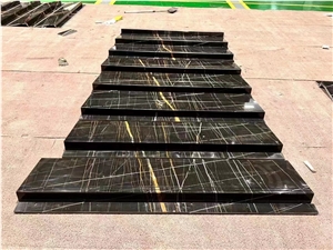 Sahara Noir Marble Stairs Cases For Interior Decoration