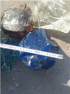 Landscaping Sea Blue Slag Glass Rocks For Garden