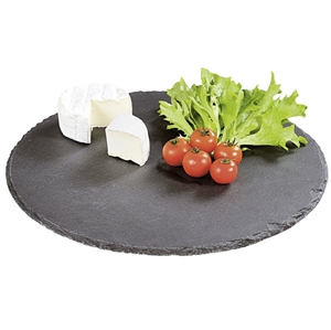 China Black Stone Tray Cheese Board Round Slate Plate