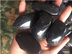 Polished River Rocks Black Pebble Stone For Landscaping