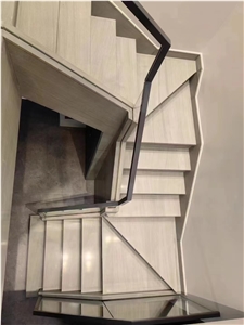 Lyon Grey Quartzite Slabs Polished Indoor Stair Floor Design