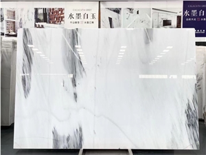 China Mountain White Ink White Marble Big Slab Tile