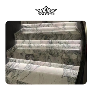 GOLDTOP OEM/ODM Fior Di Pesco Apuano Italy Marble Stone Stairs, Steps